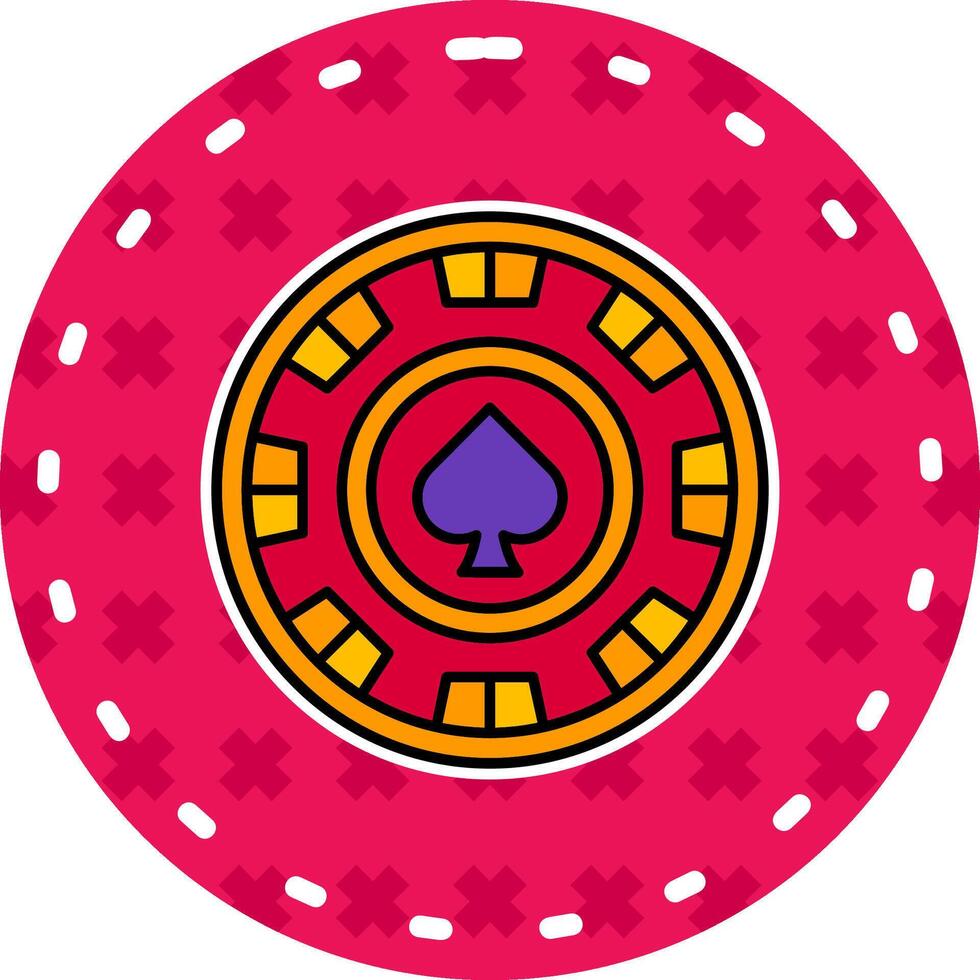 Chip Line Filled Sticker Icon vector