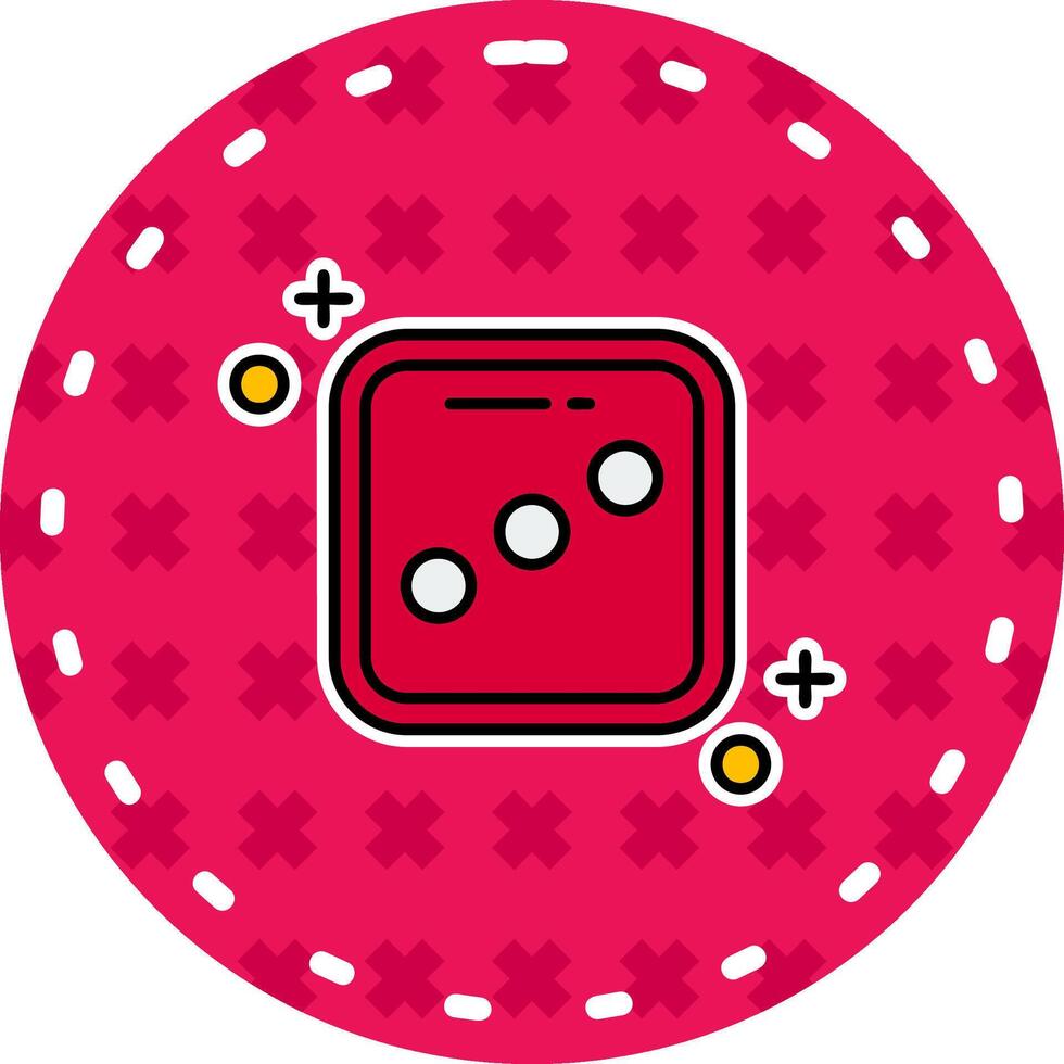 Dice three Line Filled Sticker Icon vector