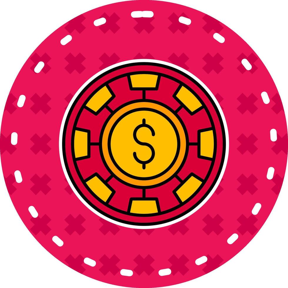 Chip Line Filled Sticker Icon vector