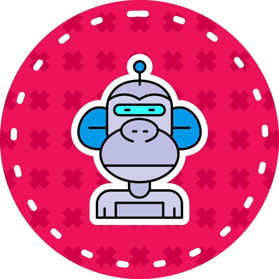 Robot Line Filled Sticker Icon vector