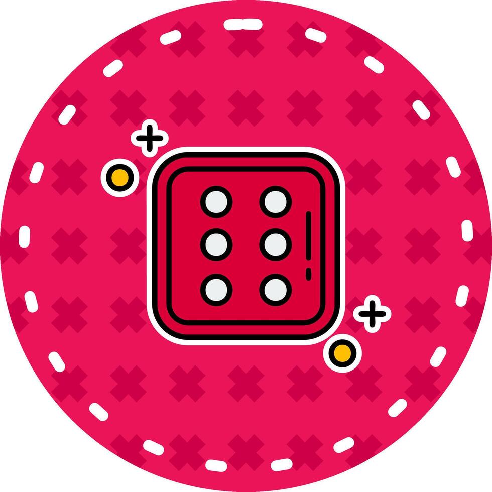 Dice six Line Filled Sticker Icon vector