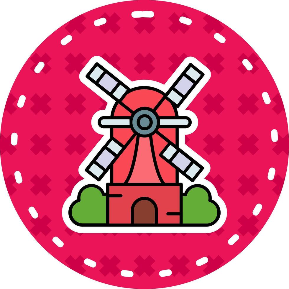 Windmill Line Filled Sticker Icon vector