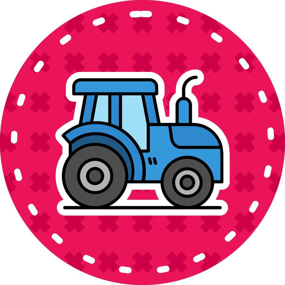 tractor línea lleno pegatina icono vector