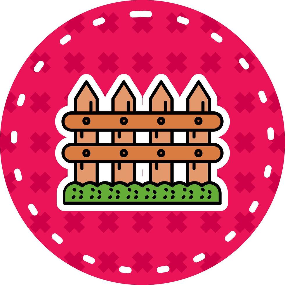 Fence Line Filled Sticker Icon vector