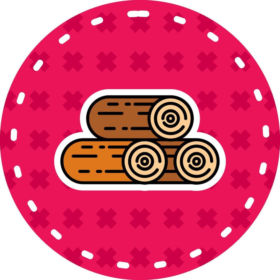 Wood Line Filled Sticker Icon vector