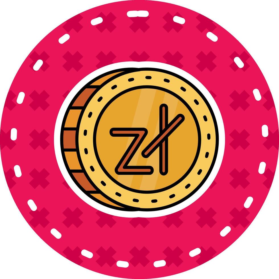 Zloty Line Filled Sticker Icon vector