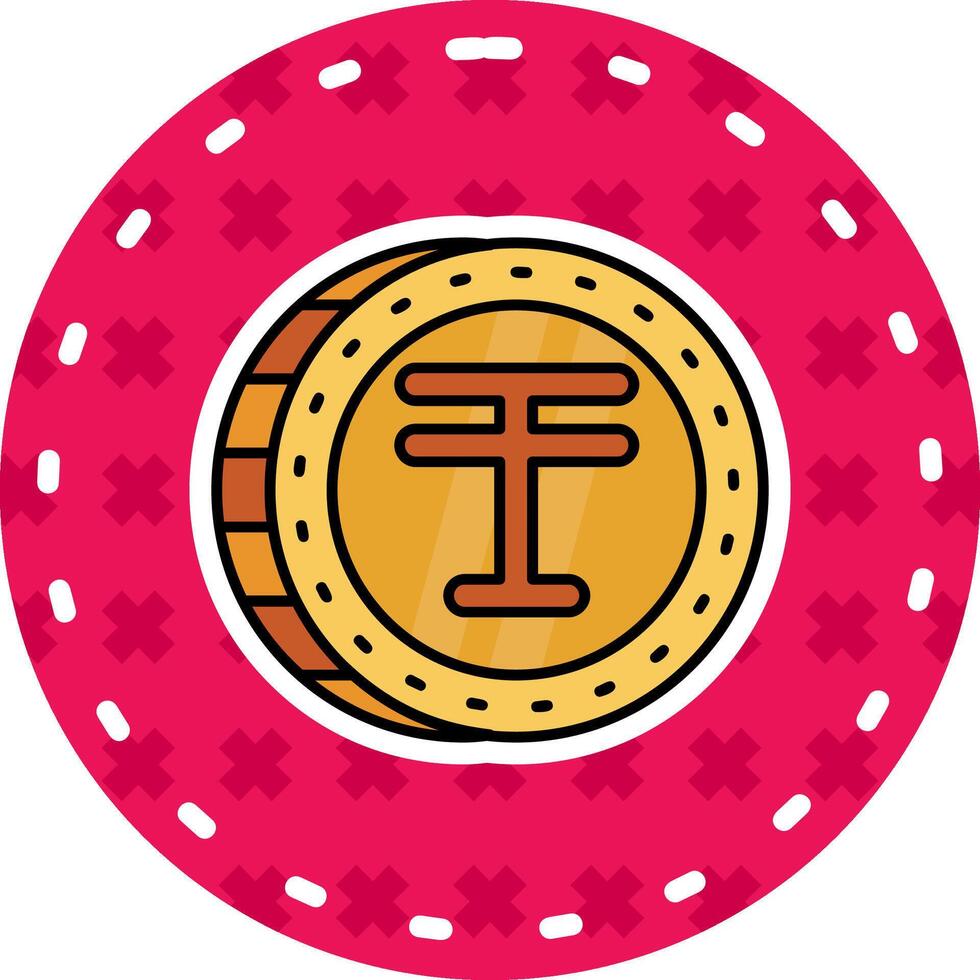 Tenge Line Filled Sticker Icon vector