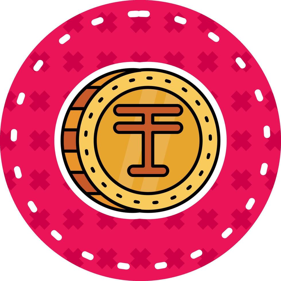 tenge línea lleno pegatina icono vector