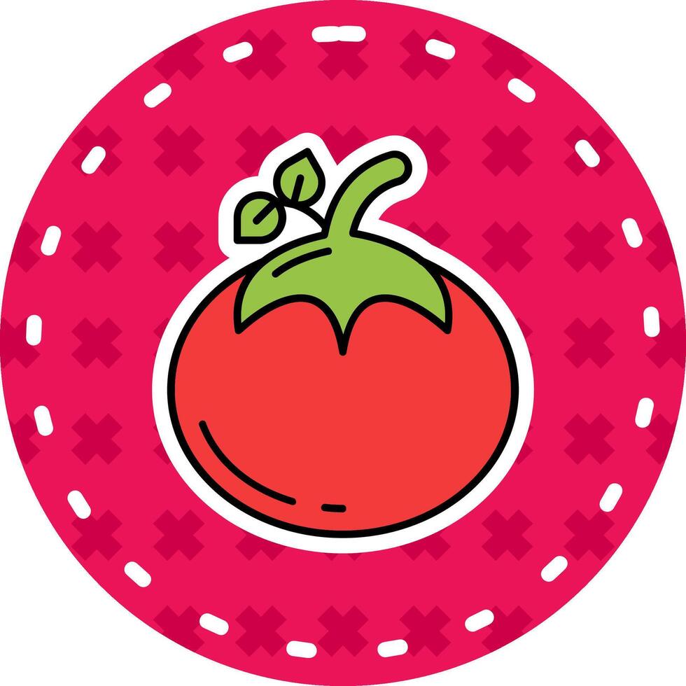 tomate línea lleno pegatina icono vector