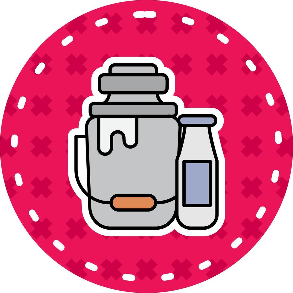 Leche línea lleno pegatina icono vector