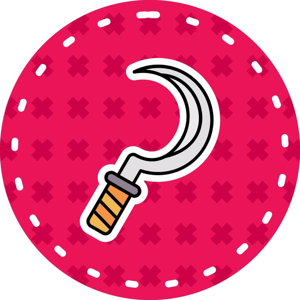 Sickle Line Filled Sticker Icon vector