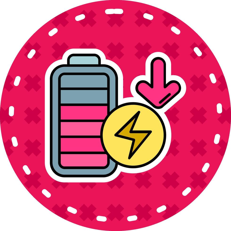Low battery Line Filled Sticker Icon vector