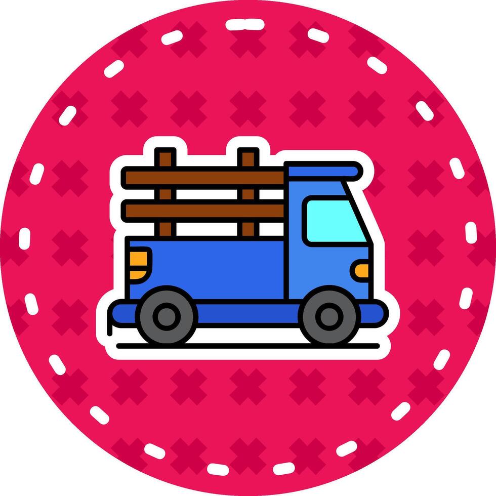 Pickup truck Line Filled Sticker Icon vector