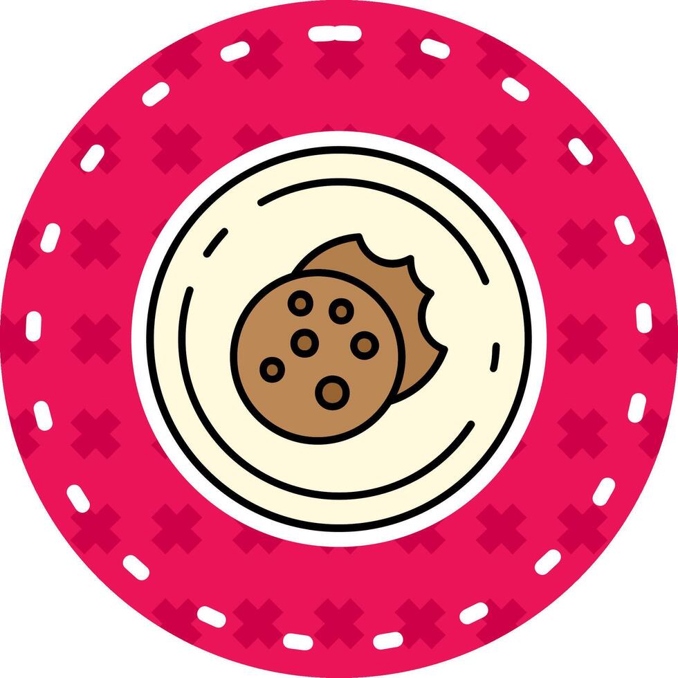 Galleta línea lleno pegatina icono vector