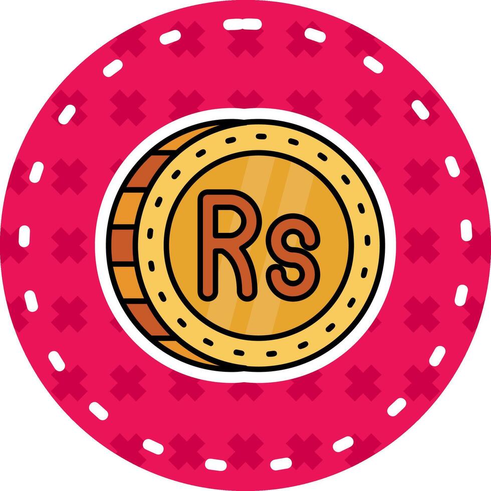 Rupee Line Filled Sticker Icon vector