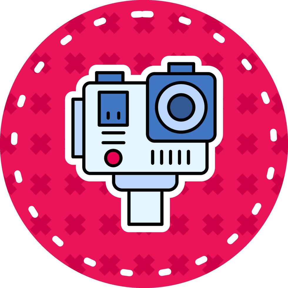 Action camera Line Filled Sticker Icon vector