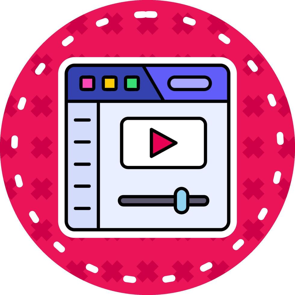 Video player Line Filled Sticker Icon vector