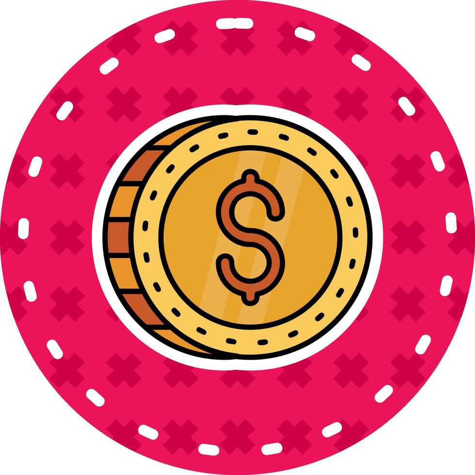 Dollar Line Filled Sticker Icon vector