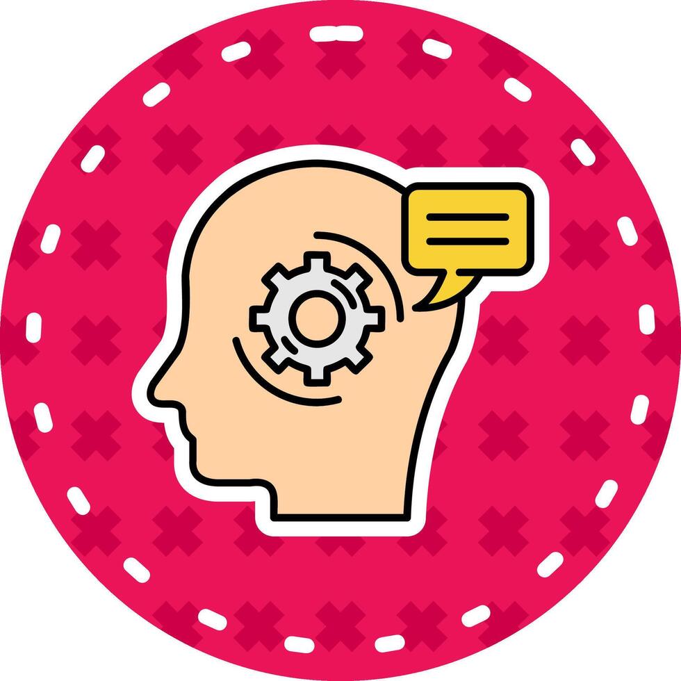 Thinking Line Filled Sticker Icon vector