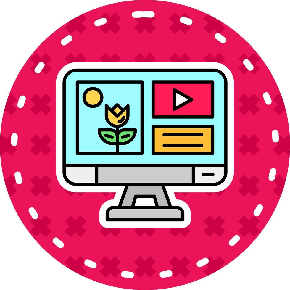 Mixed media Line Filled Sticker Icon vector