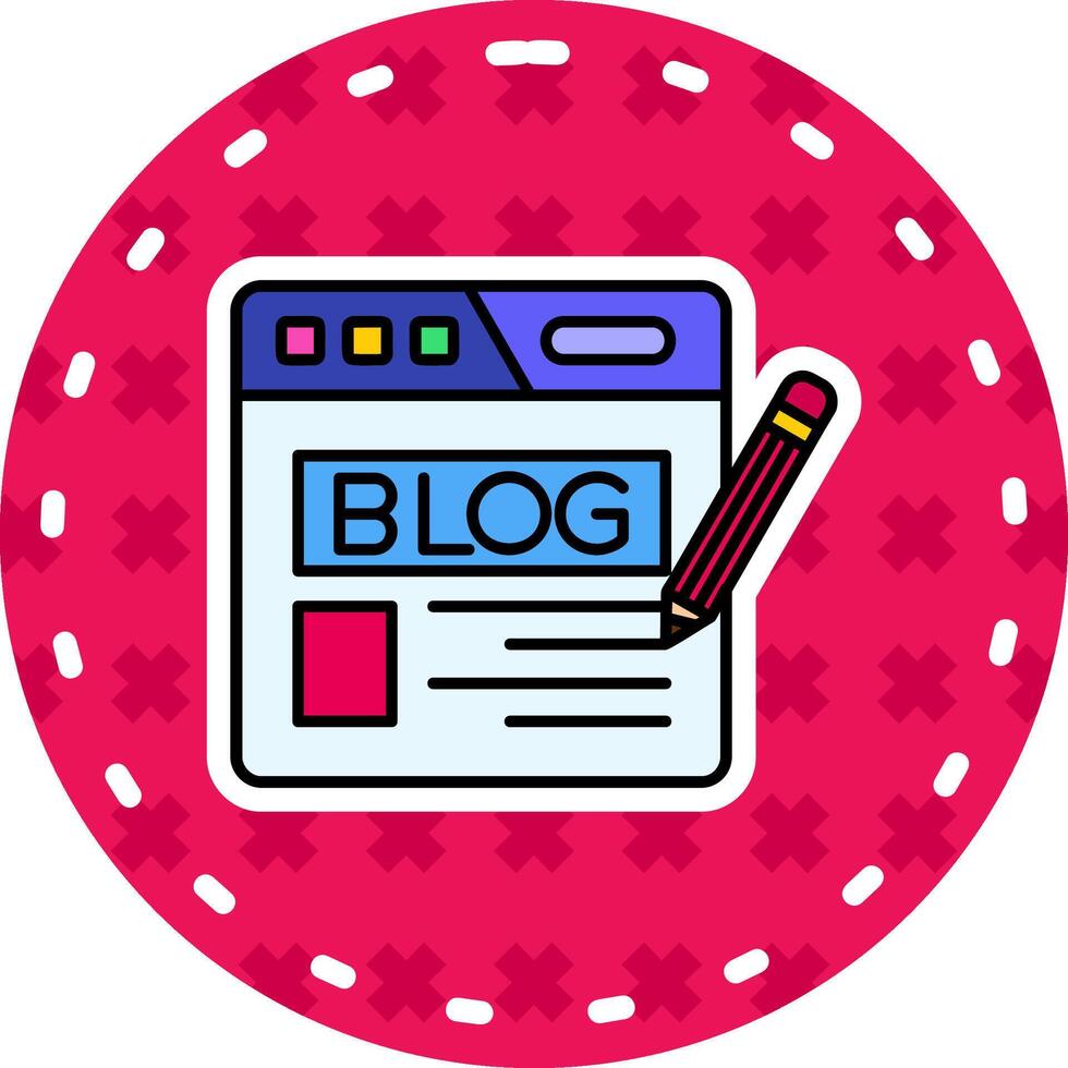 Blog Line Filled Sticker Icon vector