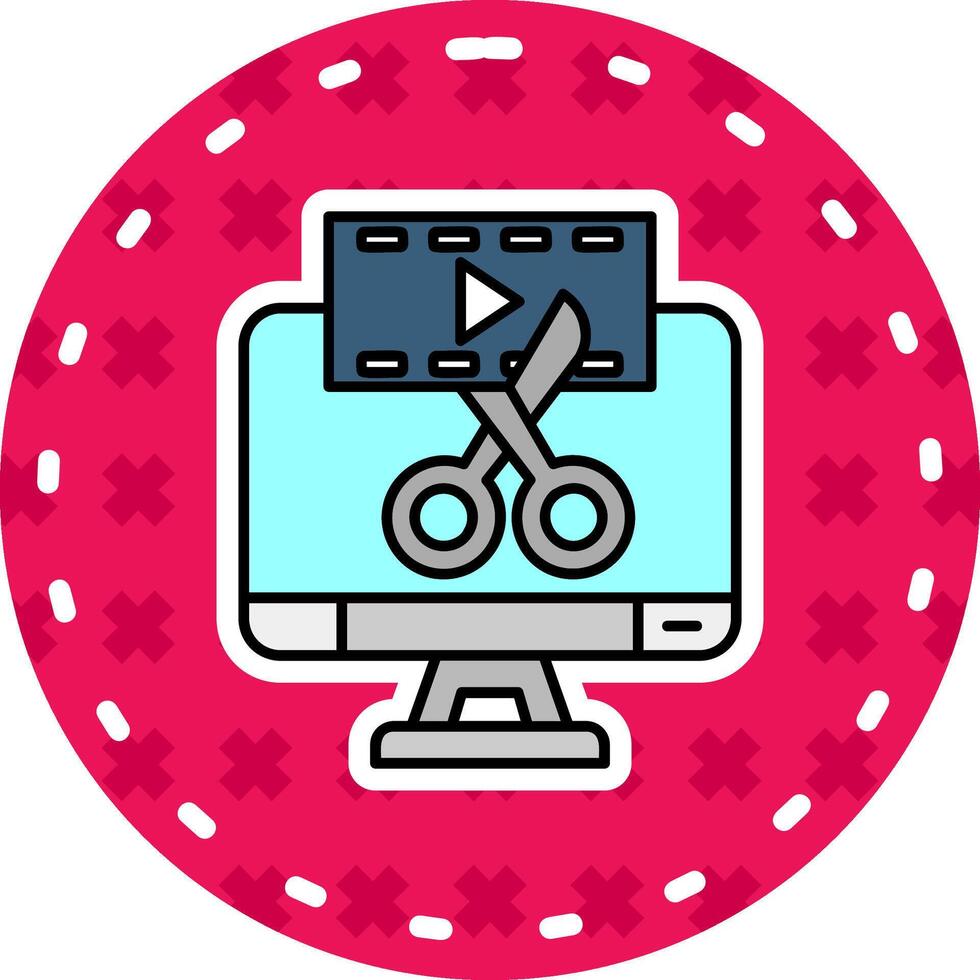 Video editor Line Filled Sticker Icon vector