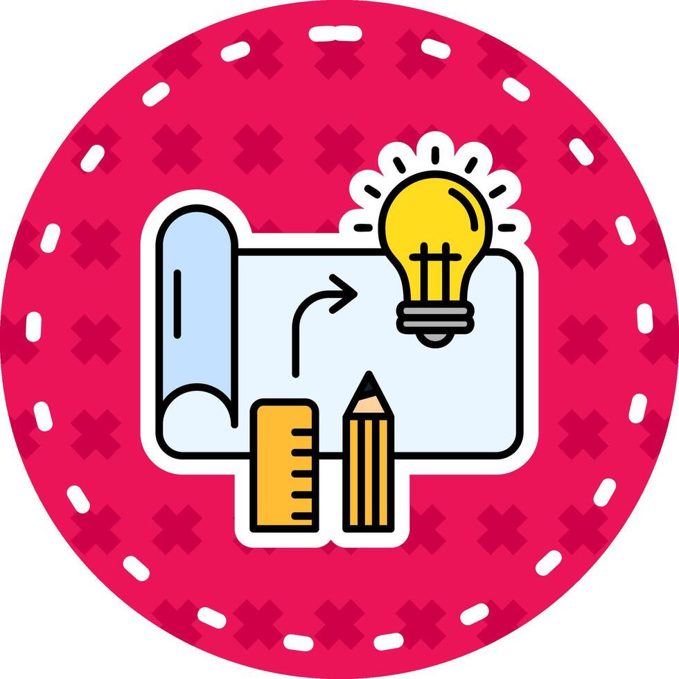 Design process Line Filled Sticker Icon vector