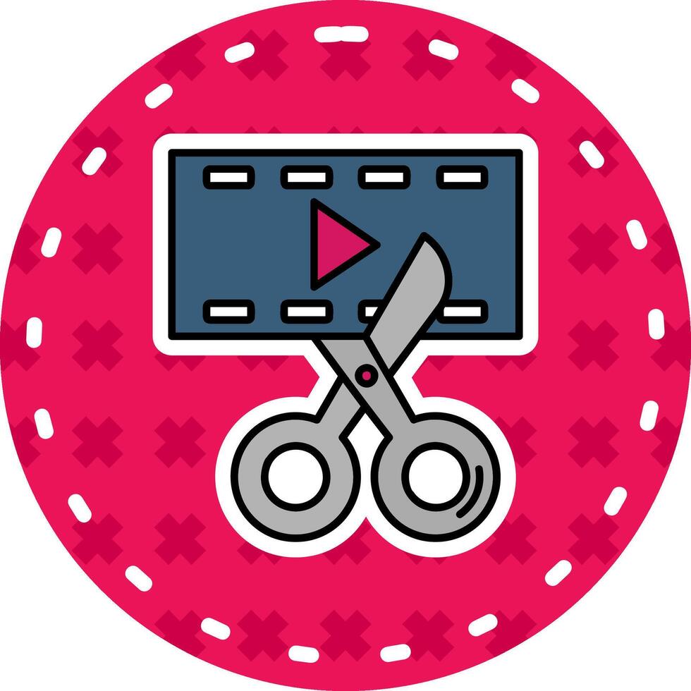 Video editor Line Filled Sticker Icon vector