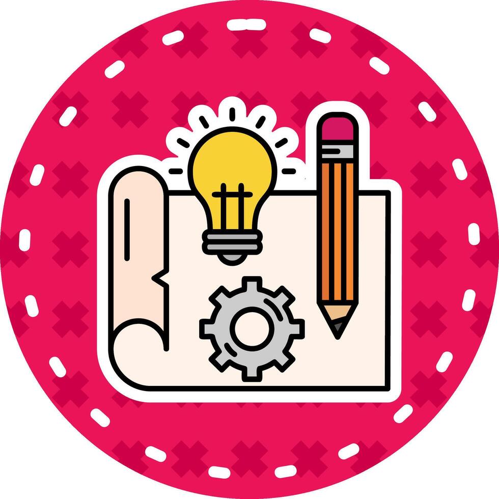 Blueprint Line Filled Sticker Icon vector