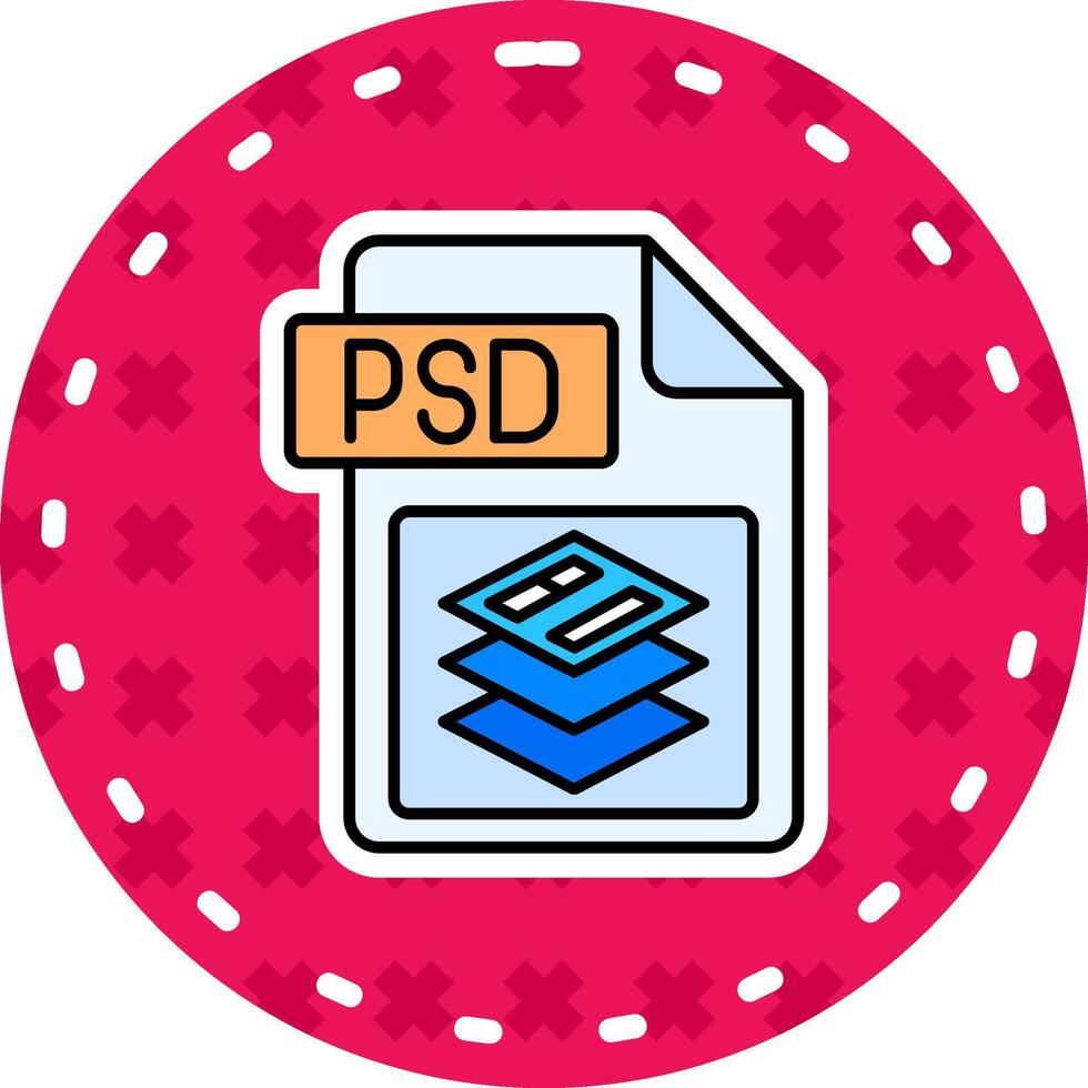 psd archivo formato línea lleno pegatina icono vector