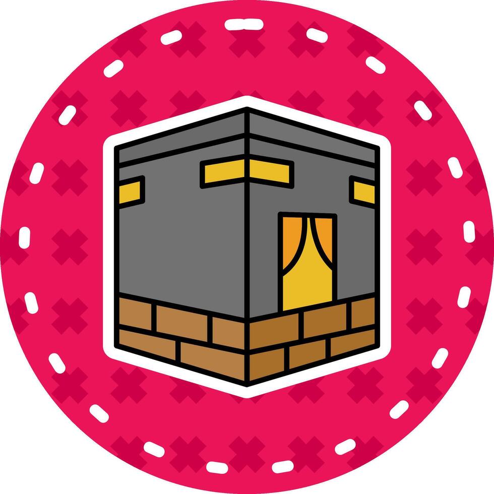 Qibla Line Filled Sticker Icon vector