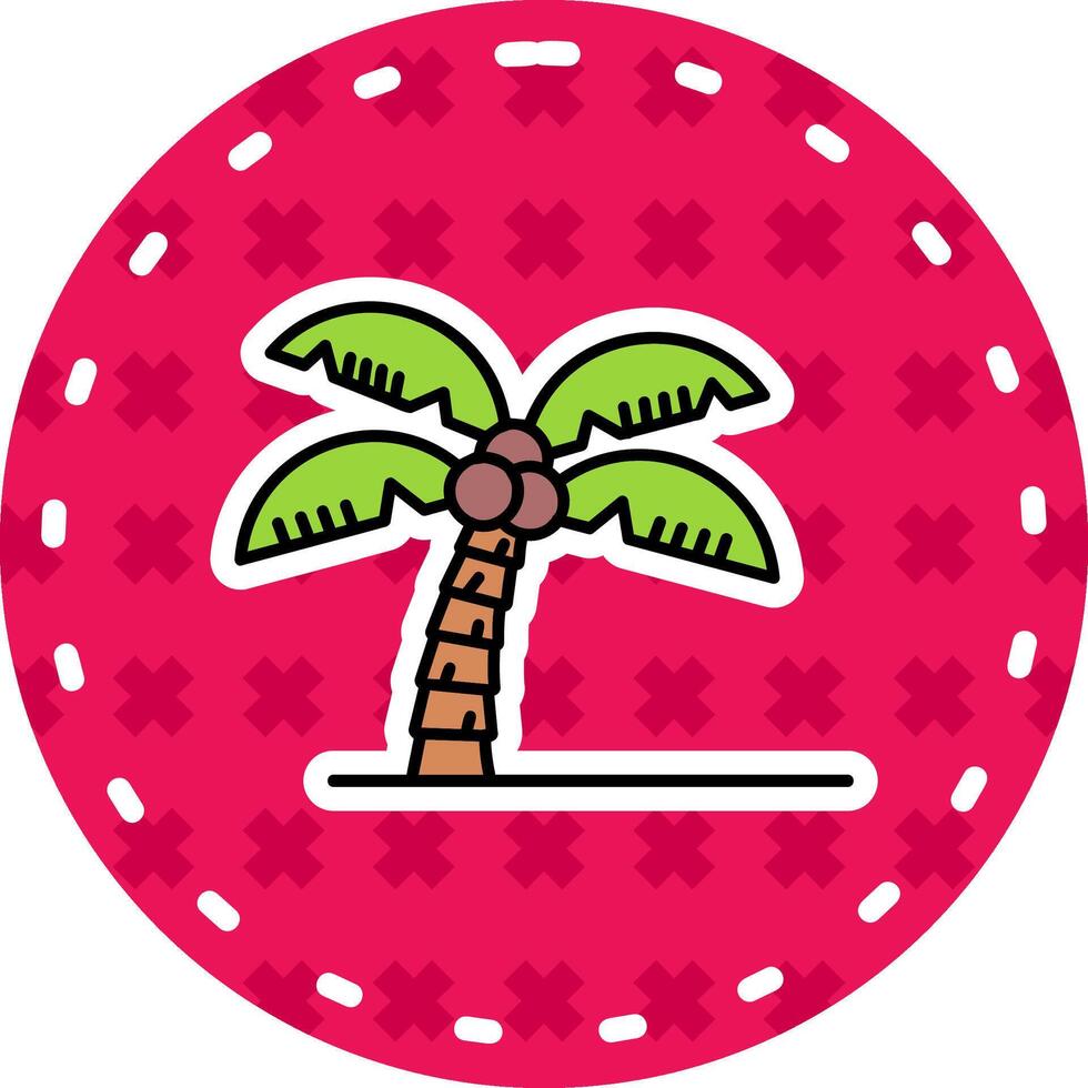 Palm tree Line Filled Sticker Icon vector