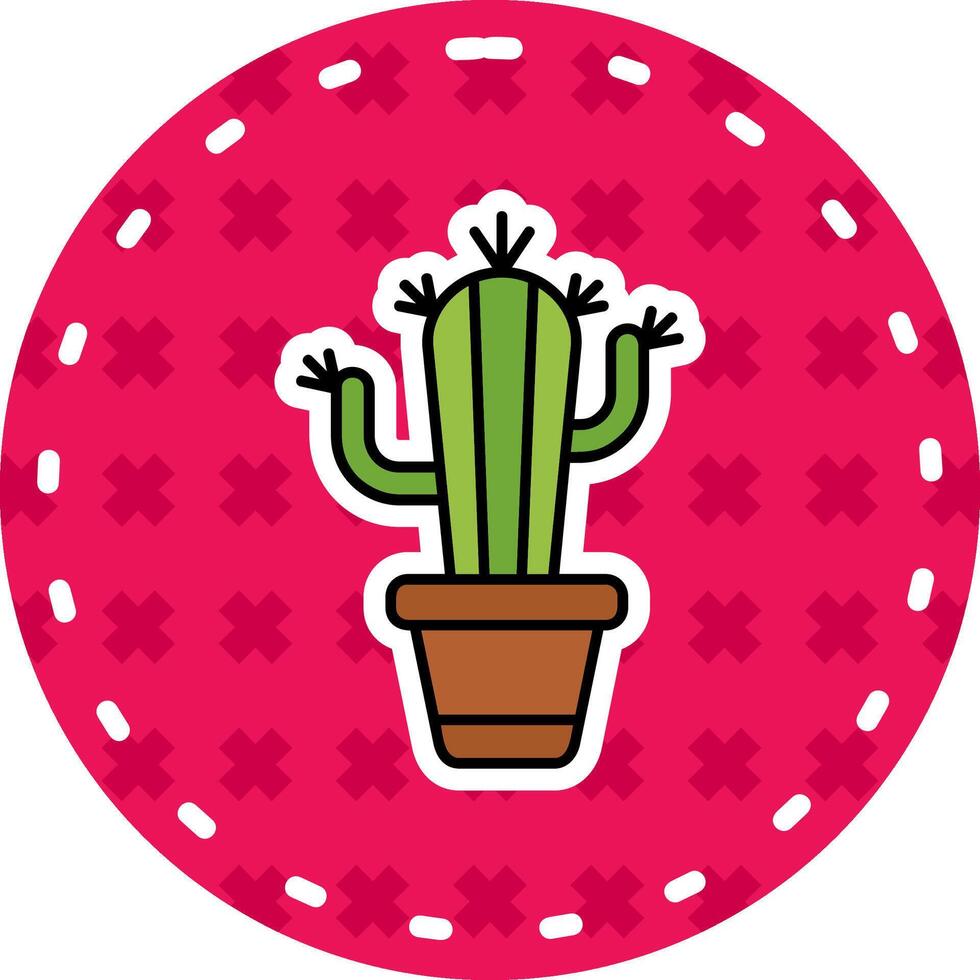 cactus línea lleno pegatina icono vector