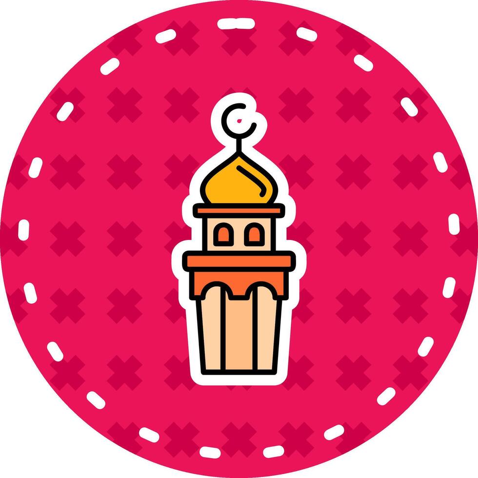 Minaret Line Filled Sticker Icon vector