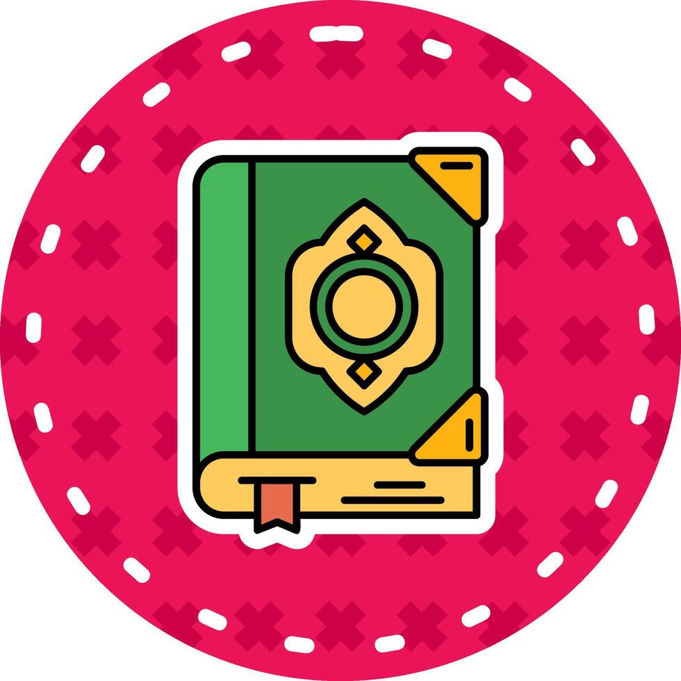 Quran Line Filled Sticker Icon vector
