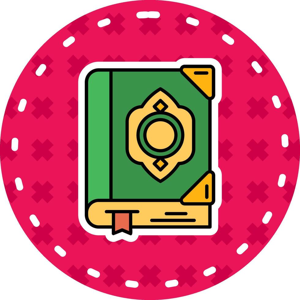 Quran Line Filled Sticker Icon vector