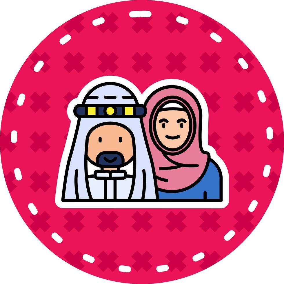 Muslim Line Filled Sticker Icon vector