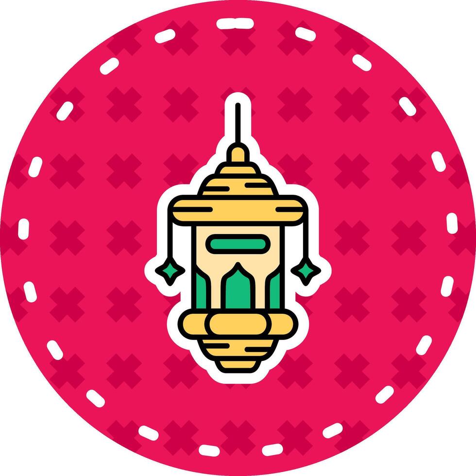 Oil lamp Line Filled Sticker Icon vector