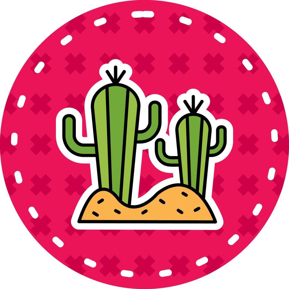cactus línea lleno pegatina icono vector