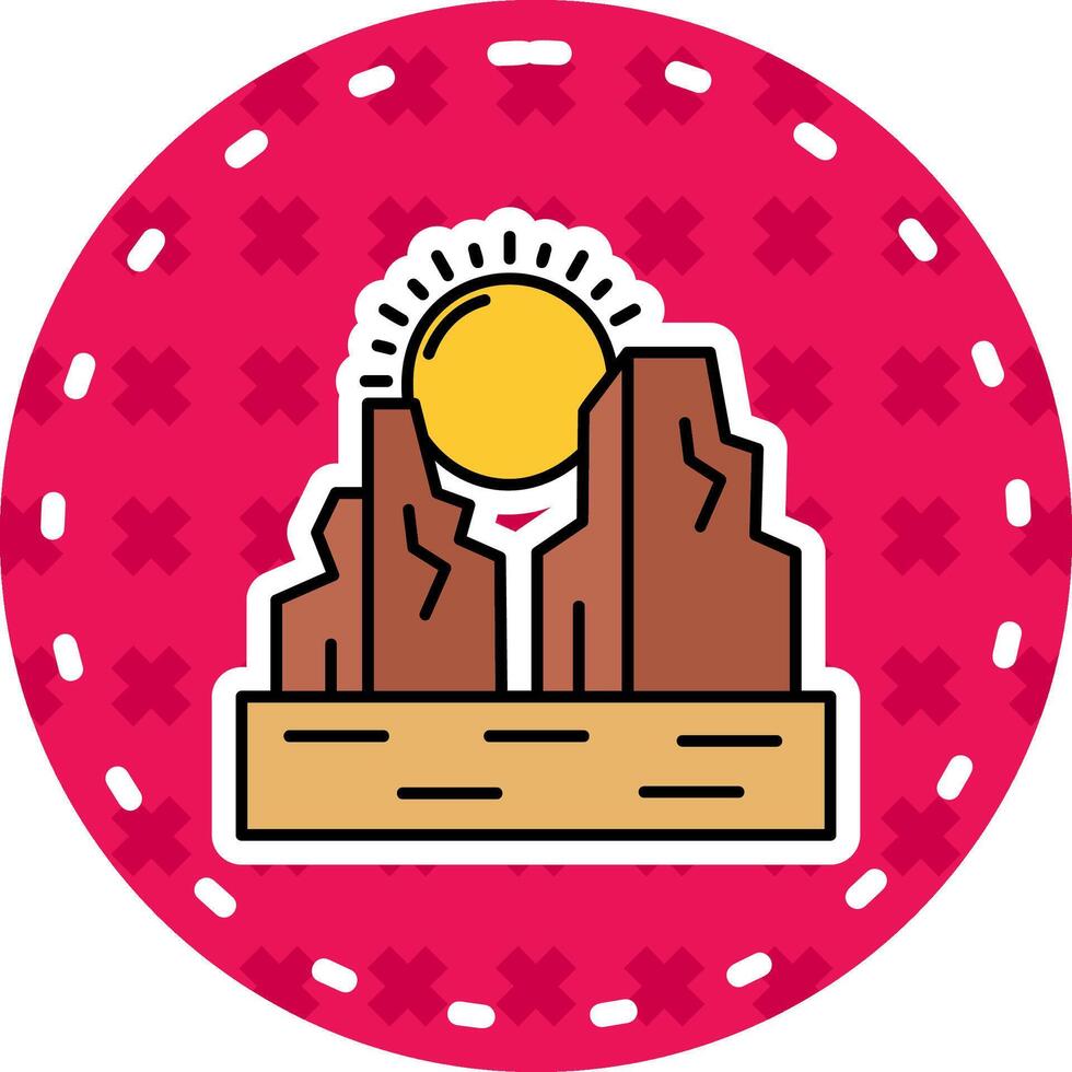 cañón línea lleno pegatina icono vector