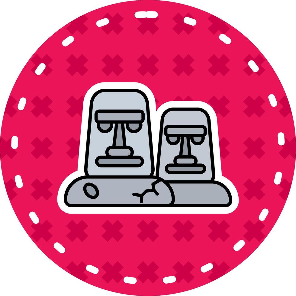 moai línea lleno pegatina icono vector