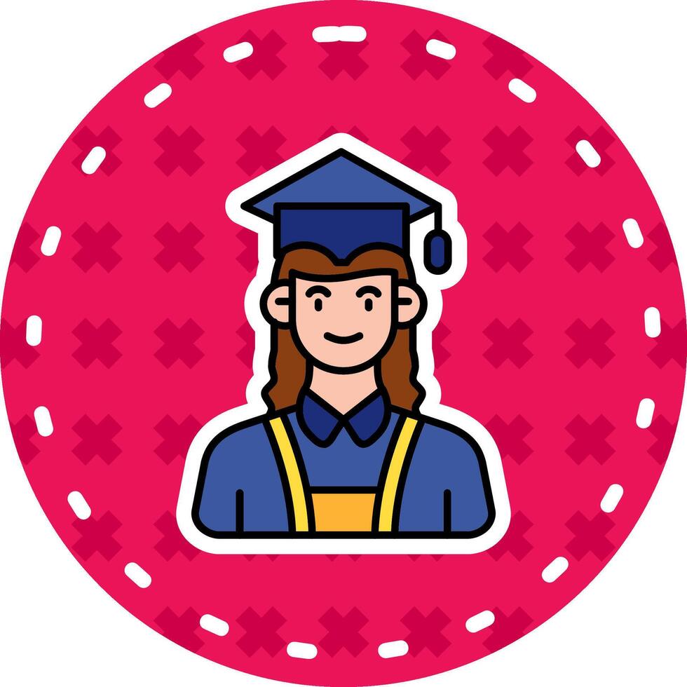 estudiante línea lleno pegatina icono vector