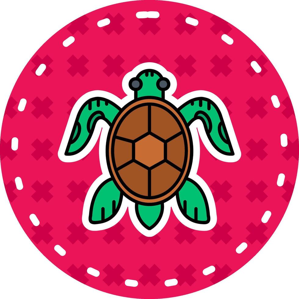 Tortuga línea lleno pegatina icono vector