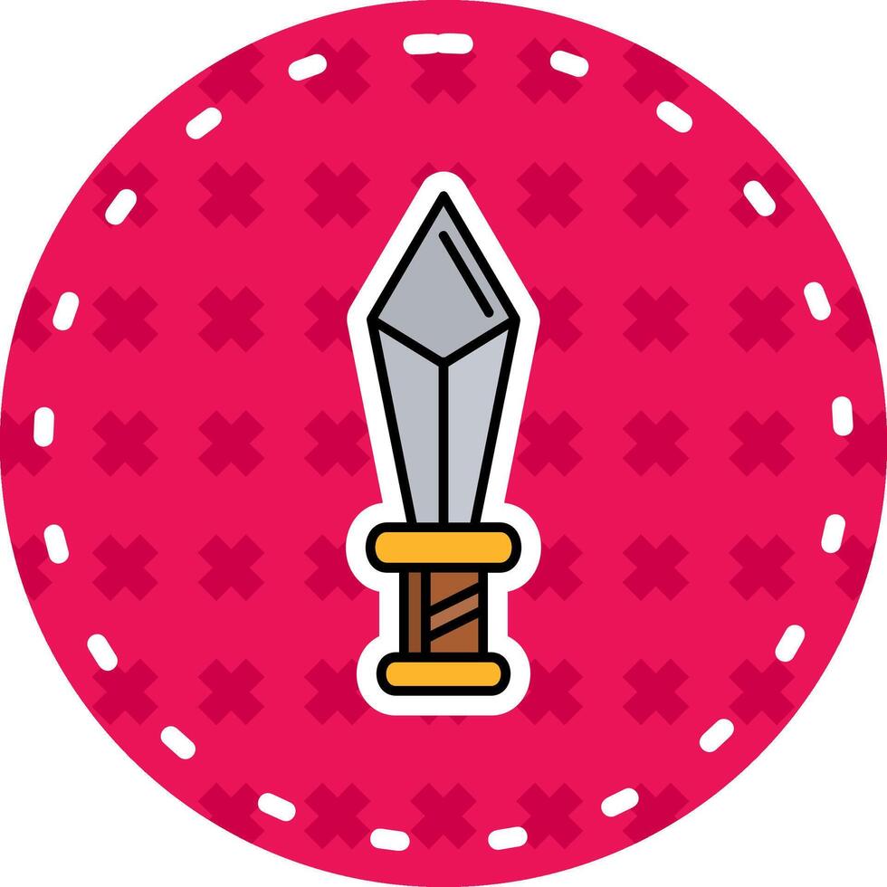 Dagger Line Filled Sticker Icon vector