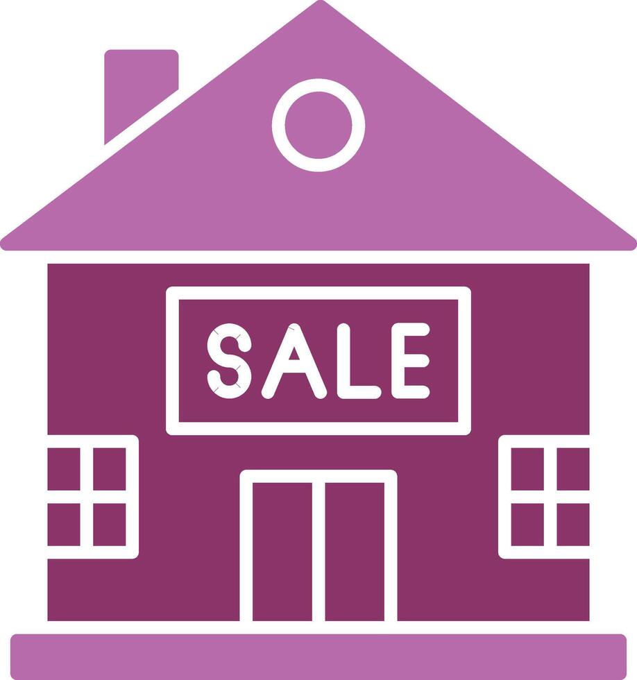 House for Sale Glyph Two Colour Icon vector