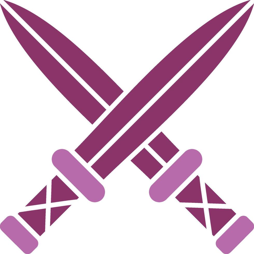 Two Swords Glyph Two Colour Icon vector