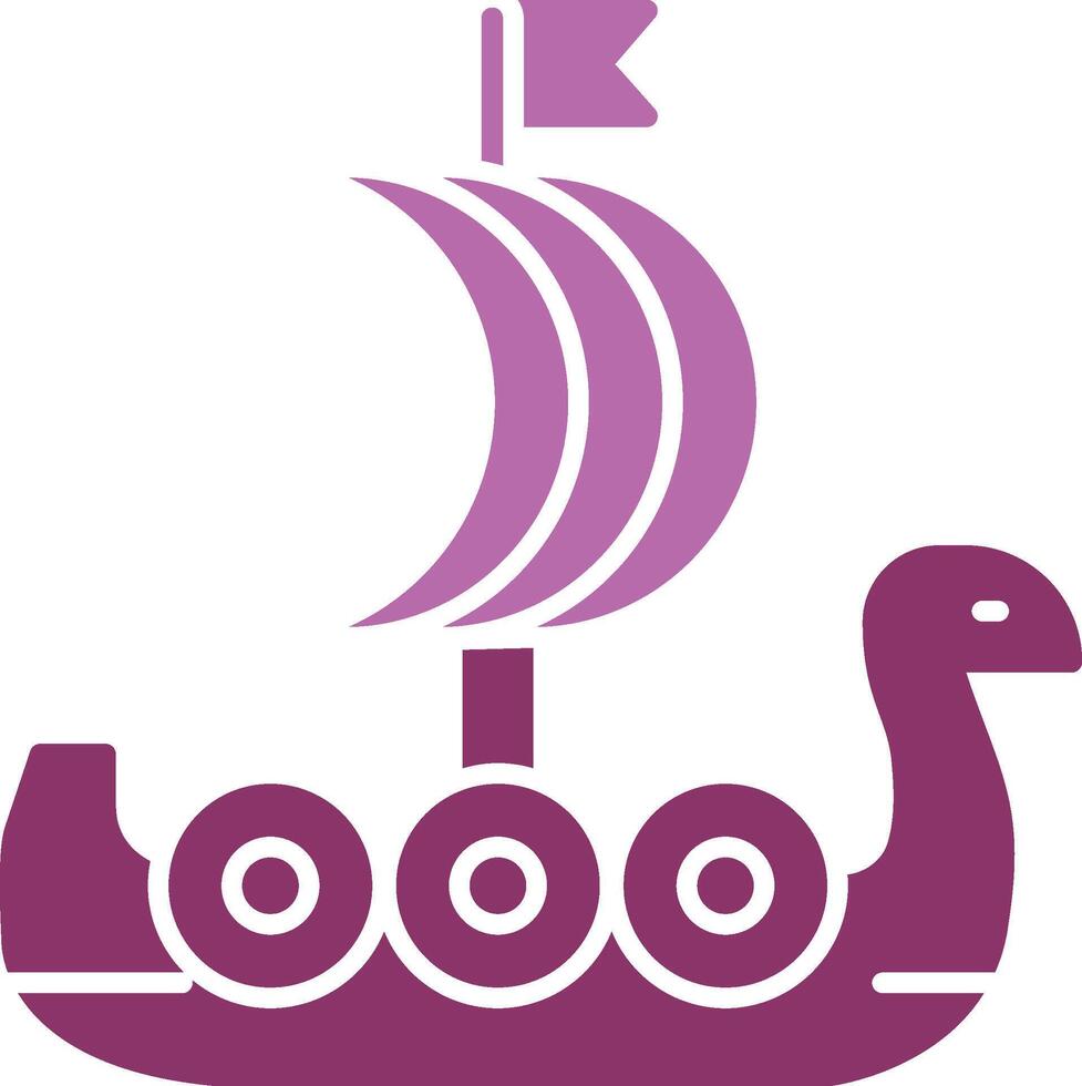 Viking Ship Glyph Two Colour Icon vector