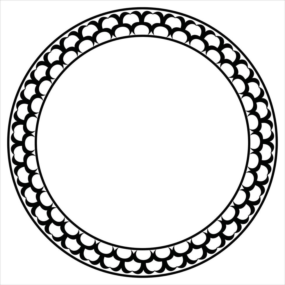 Decorative scalloped edge round stroke and Rounded Simple circle scalloped border vector