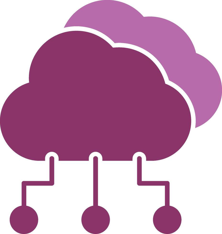 nube informática glifo dos color icono vector