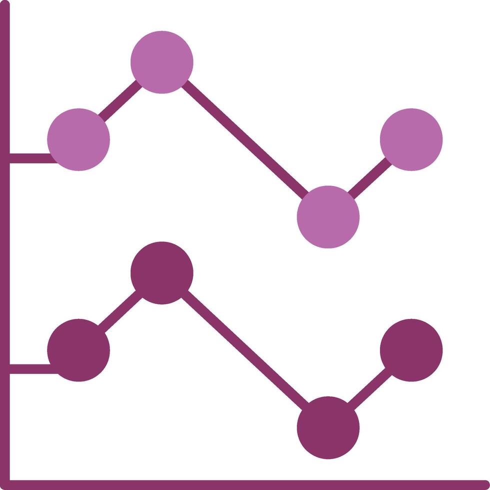 Line Chart Glyph Two Colour Icon vector